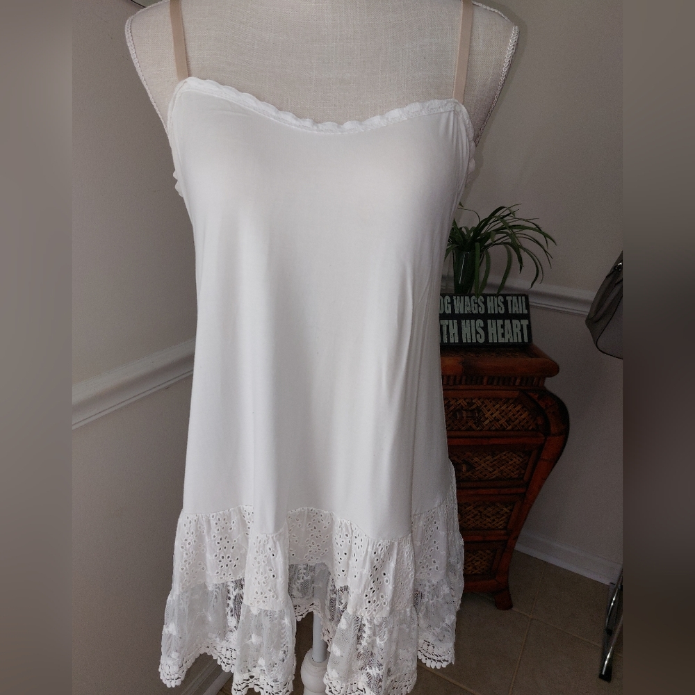 White Lace Trim Chemise